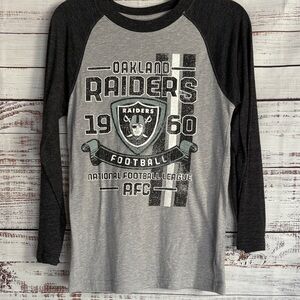 NFL Raiders Gray and Black Long Sleeve Tee